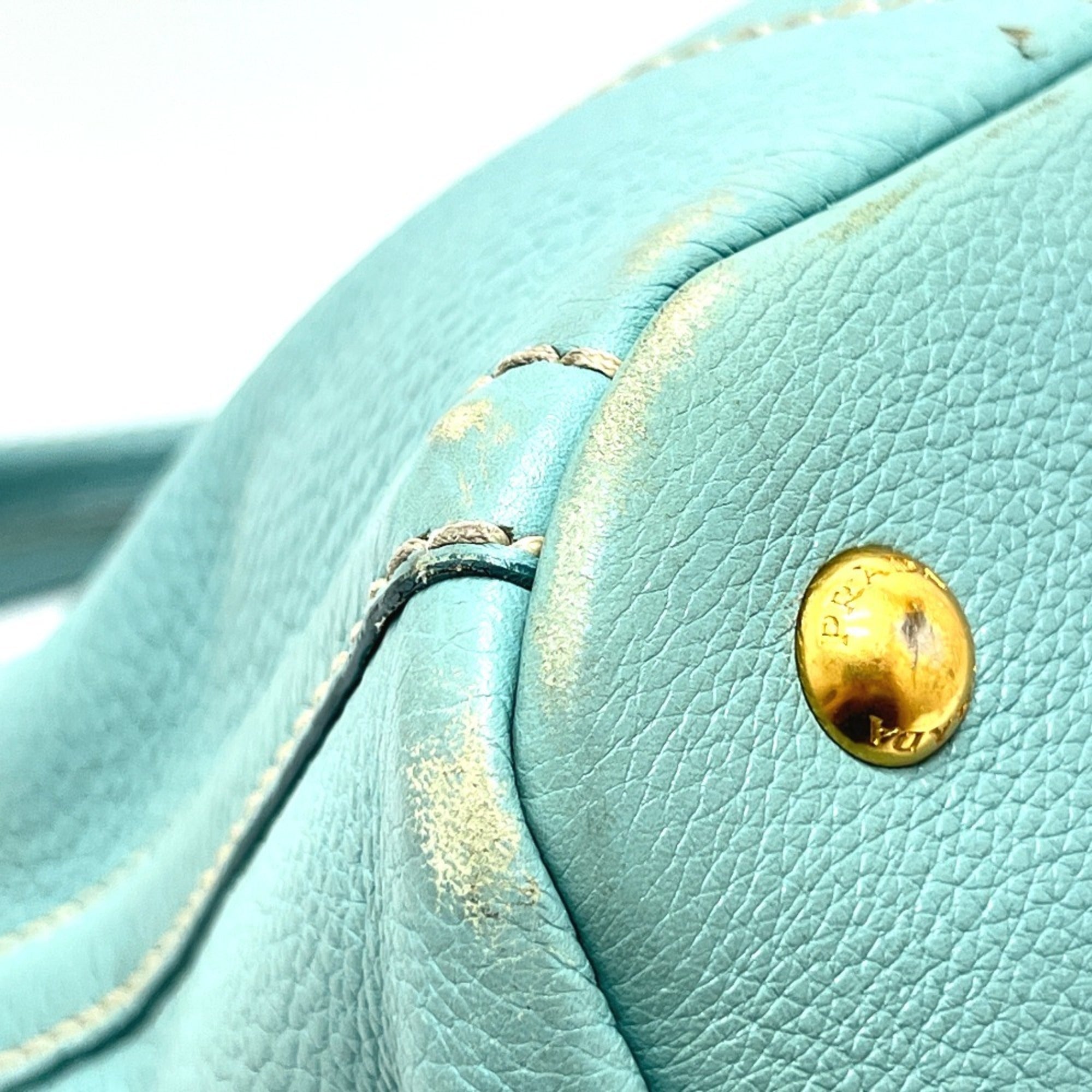 Prada Blue Canapa Handbag Tote Bag
