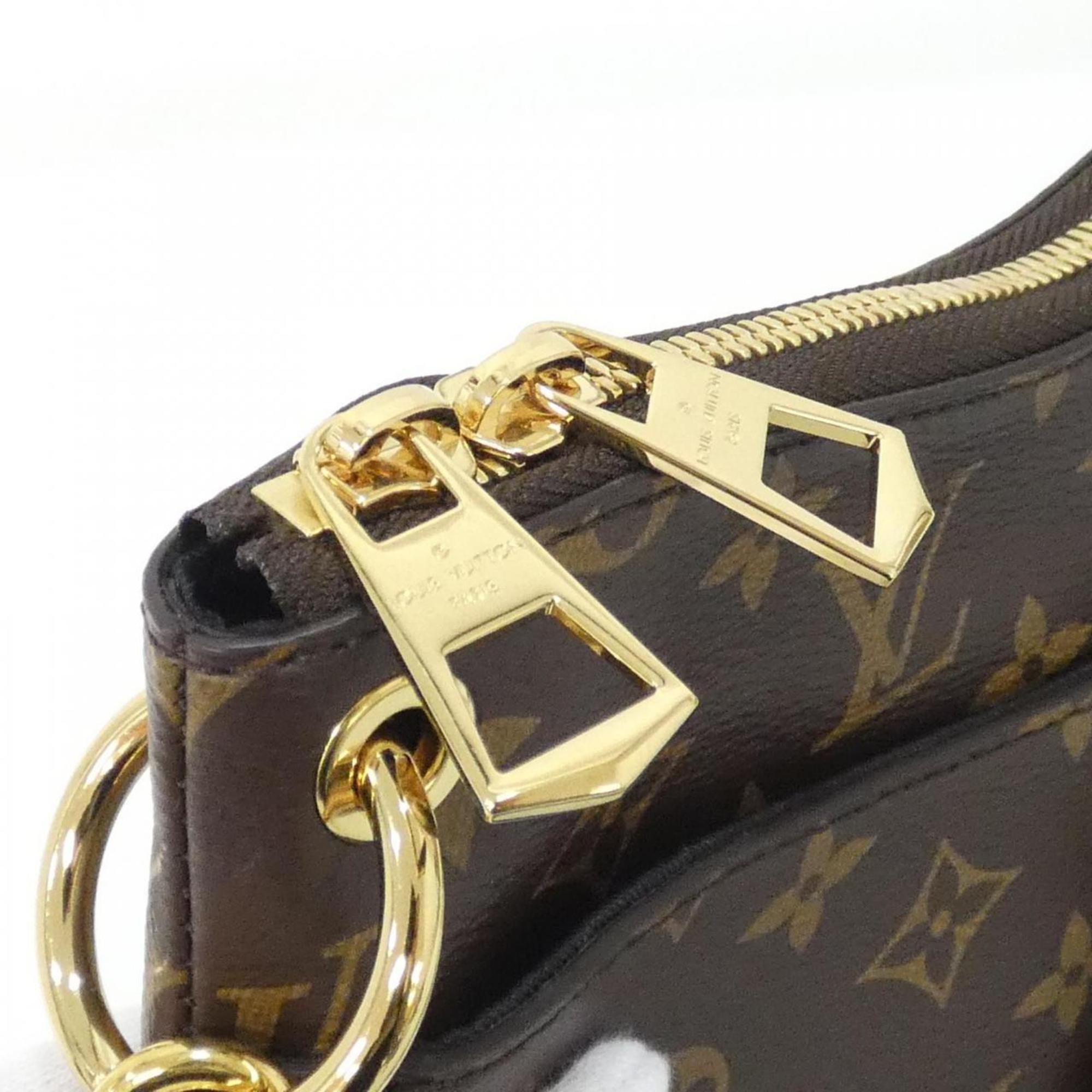 Louis Vuitton Black Brown Coated Canvas Shoulder Bag