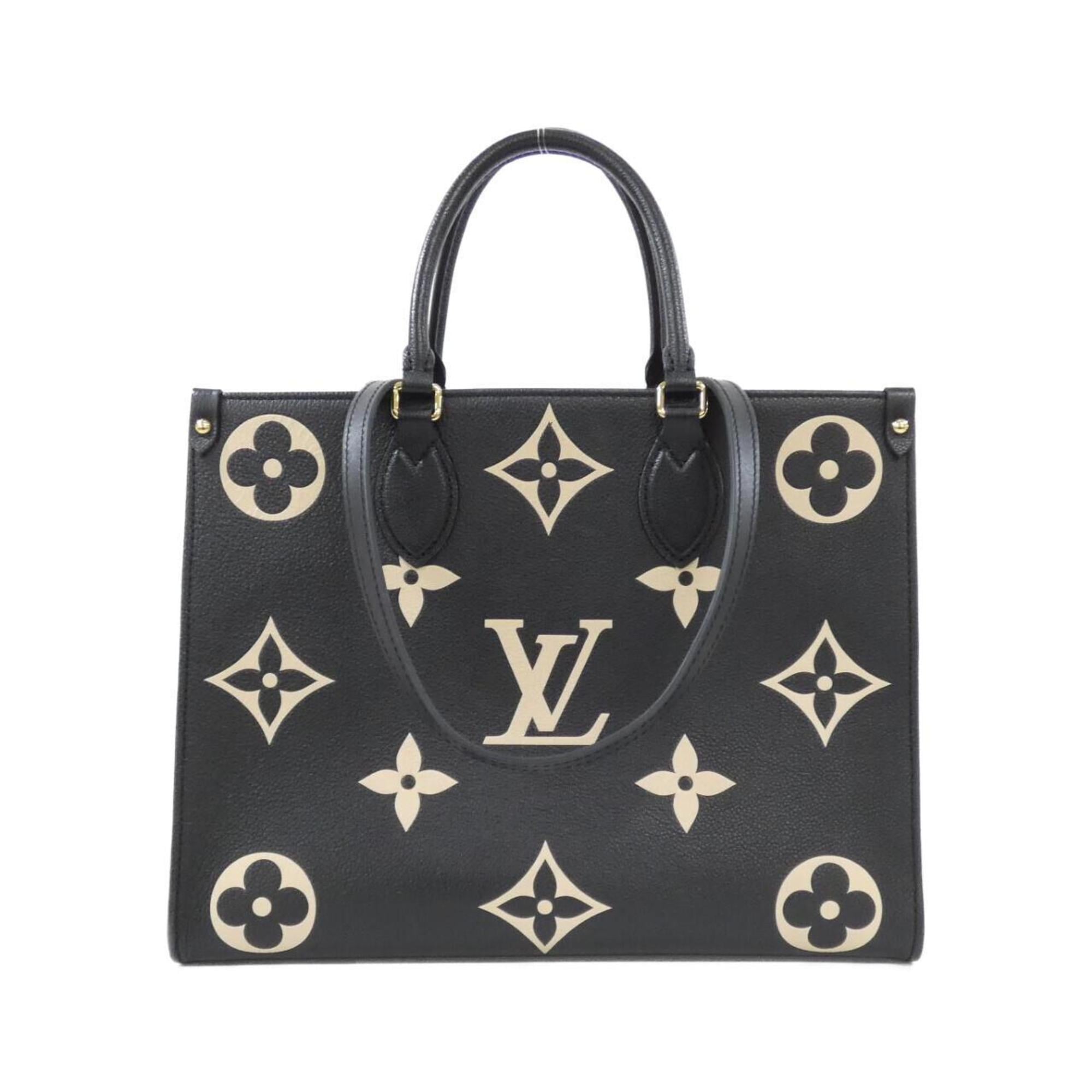 Louis Vuitton Beige Bicolor Black Leather Handbag