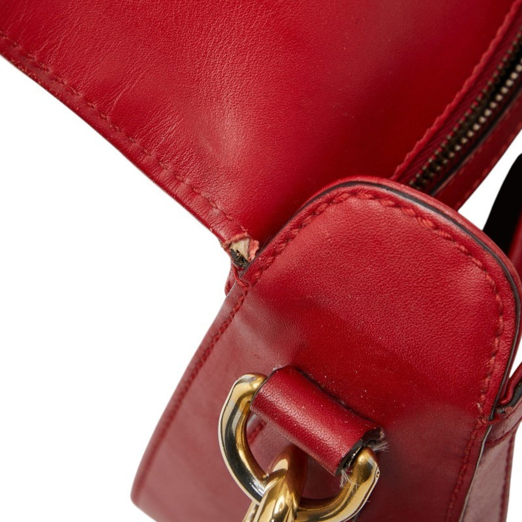 Gucci Beige Red Color Canvas Leather Shoulder Bag (Pre-Owned)