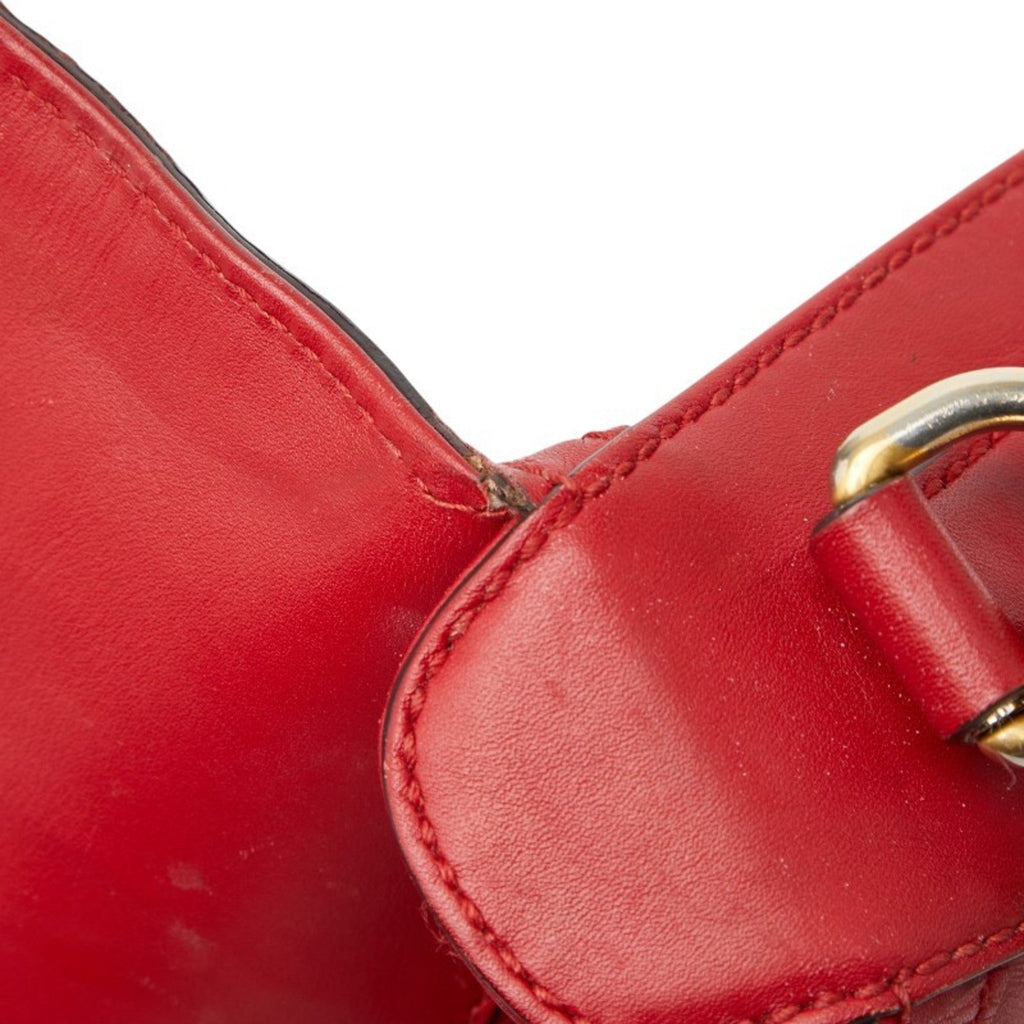Gucci Beige Red Color Canvas Leather Shoulder Bag (Pre-Owned)
