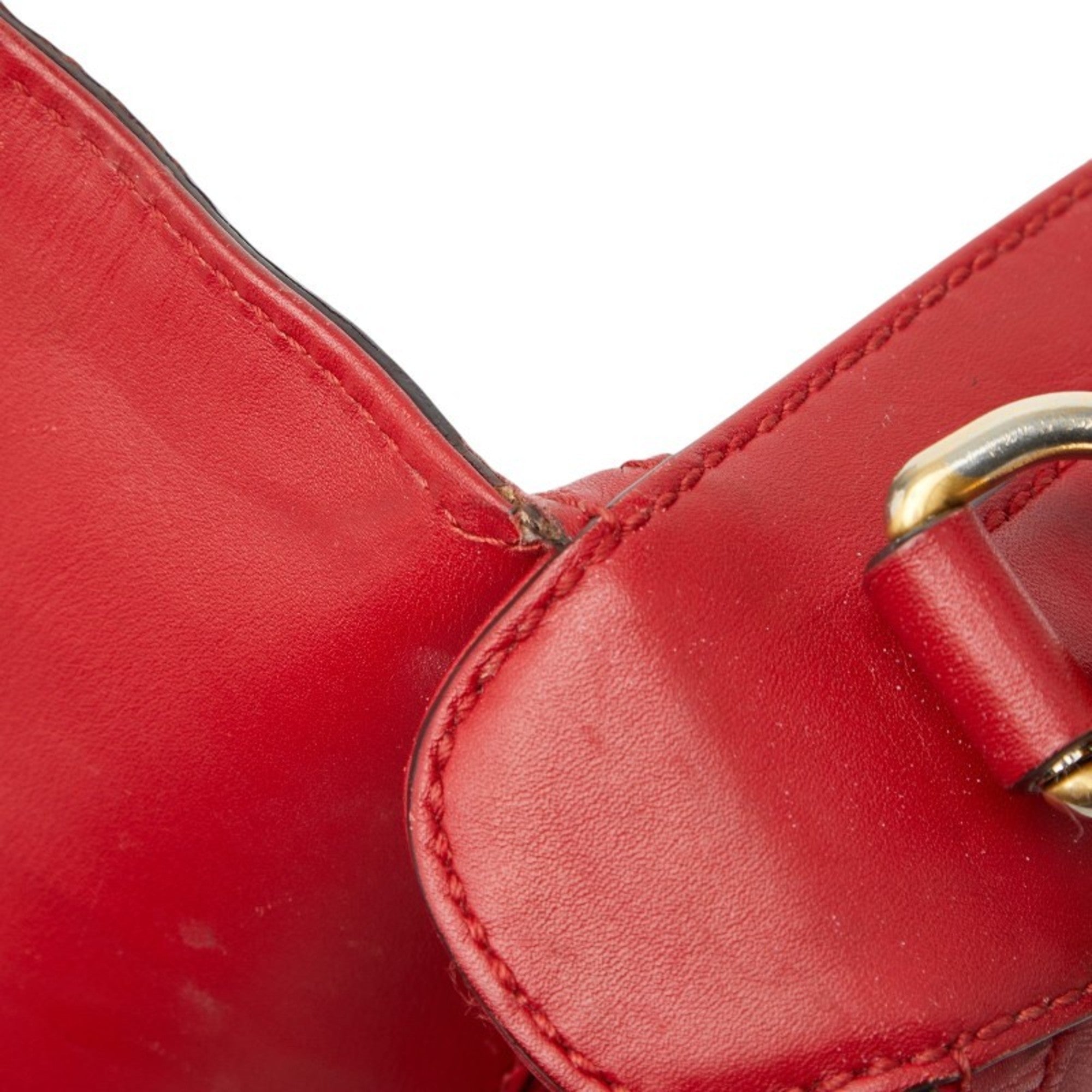 Gucci Beige Red Color Canvas Leather Shoulder Bag (Pre-Owned)