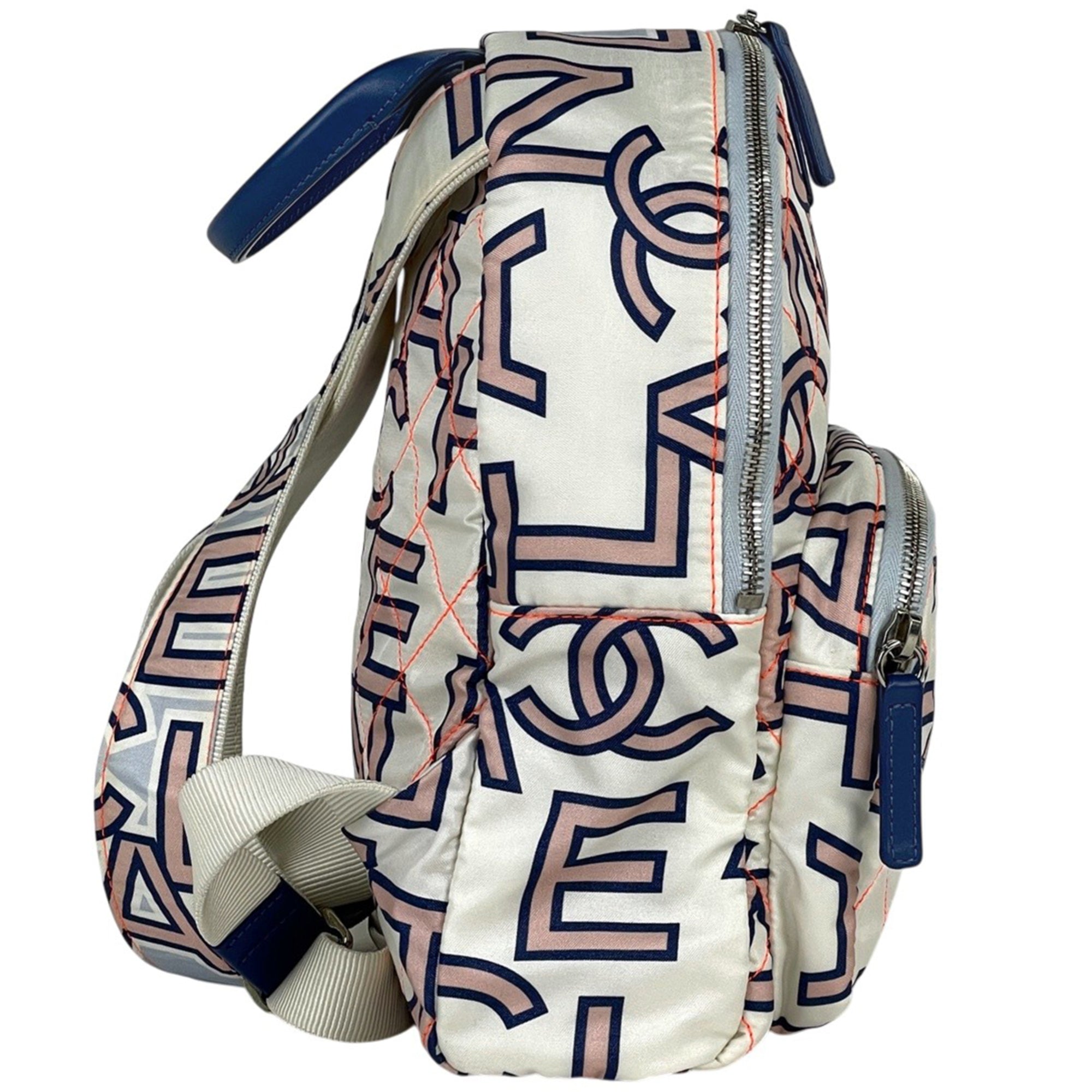 Chanel Matelasse Blue Nylon Leather Backpack