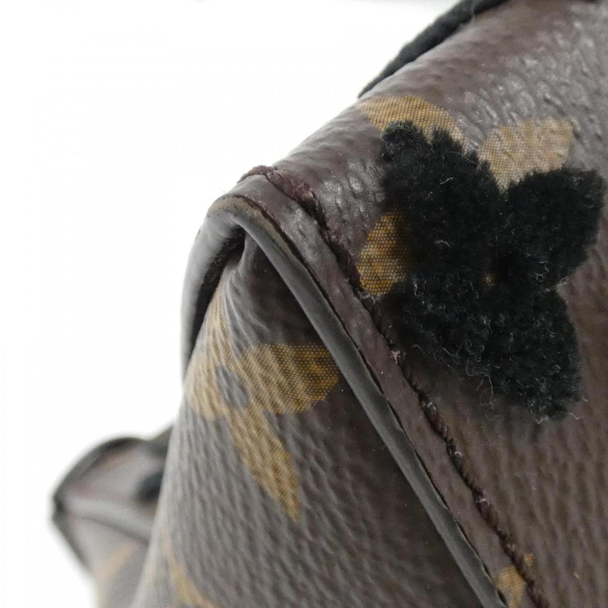 Louis Vuitton Black Brown Dark Brown Coated Canvas Shoulder Bag