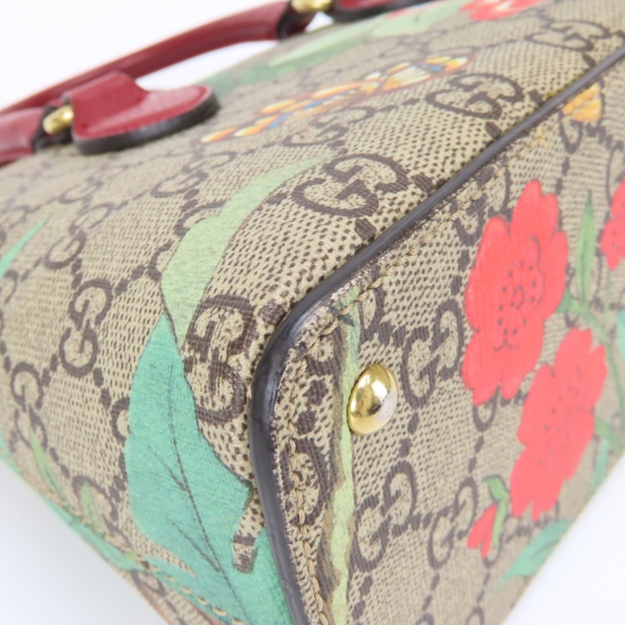 Gucci Beige Multi-Color Red Color Gg Supreme Canvas Handbag Shoulder Bag (Pre-Owned)