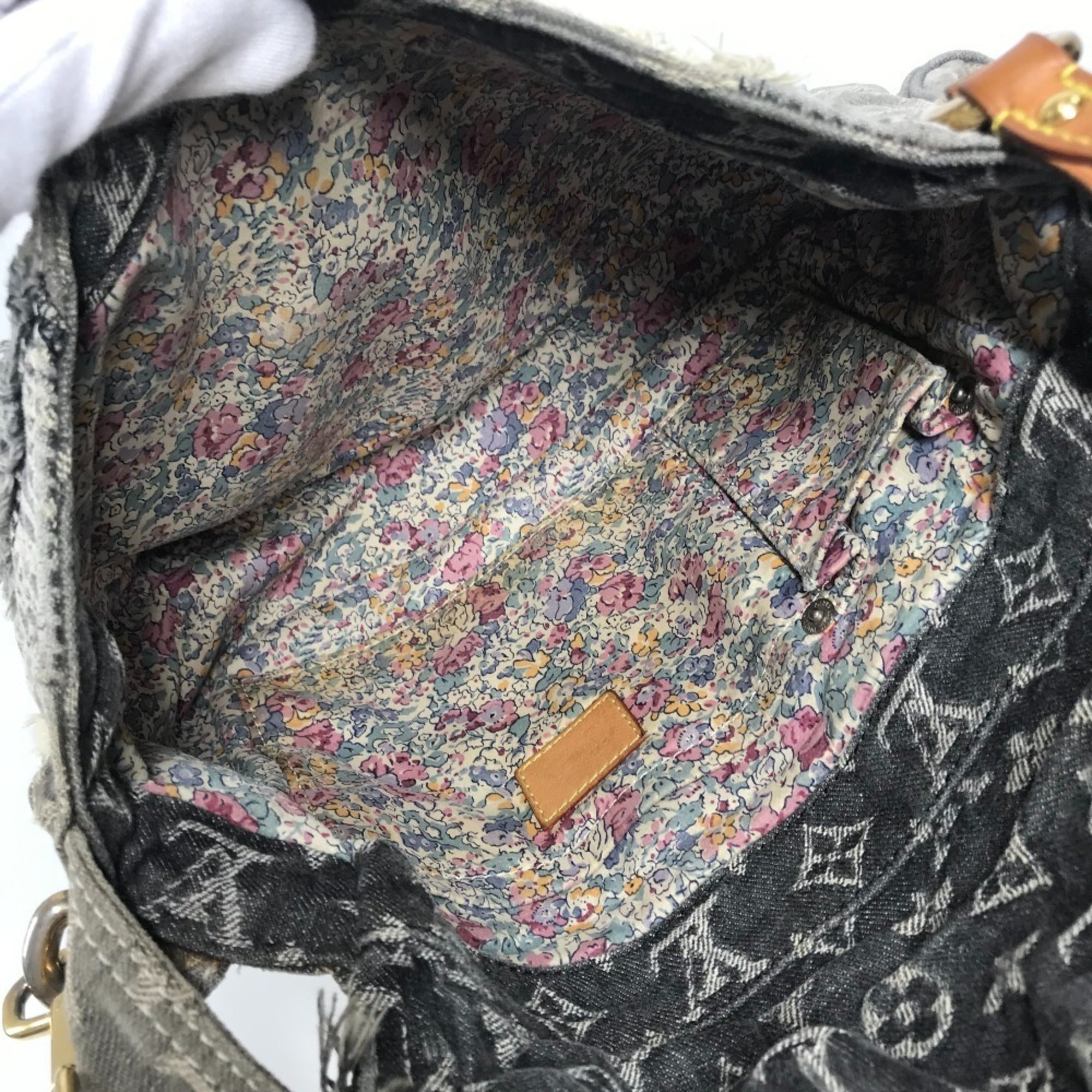 Louis Vuitton Black Gray Monogram Denim Shoulder Bag