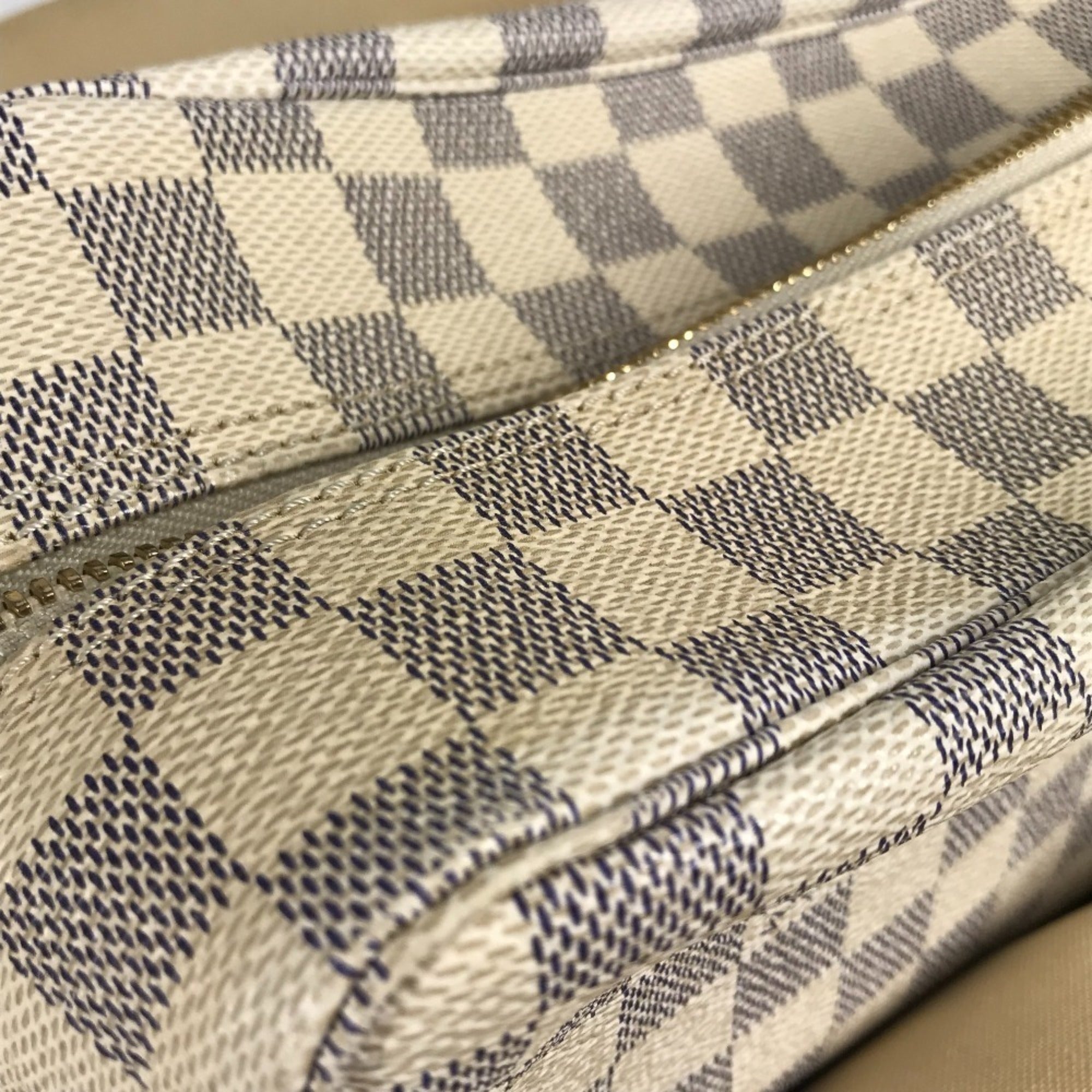Louis Vuitton White Yellow Damier Azur Shoulder Bag
