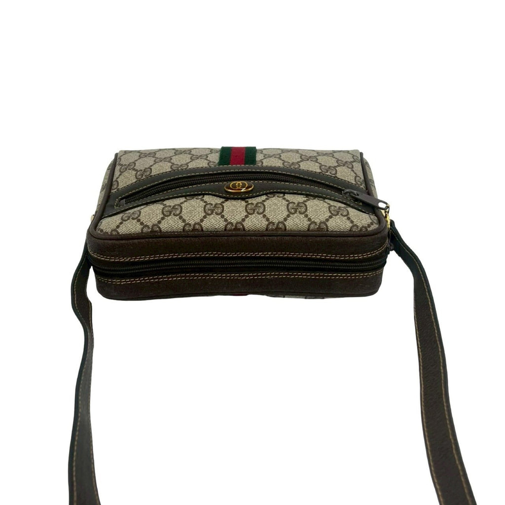 Gucci Brown Green Red Color Pvc Leather Shoulder Bag (Pre-Owned)
