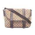 Gucci Beige Brown Gg Canvas Leather Shoulder Bag (Pre-Owned)
