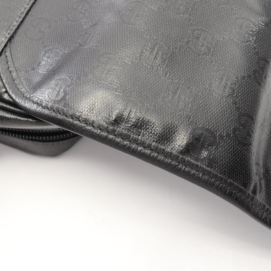 Gucci Black Coated Canvas Leather Handbag Shoulder Bag (Pre-Owned)