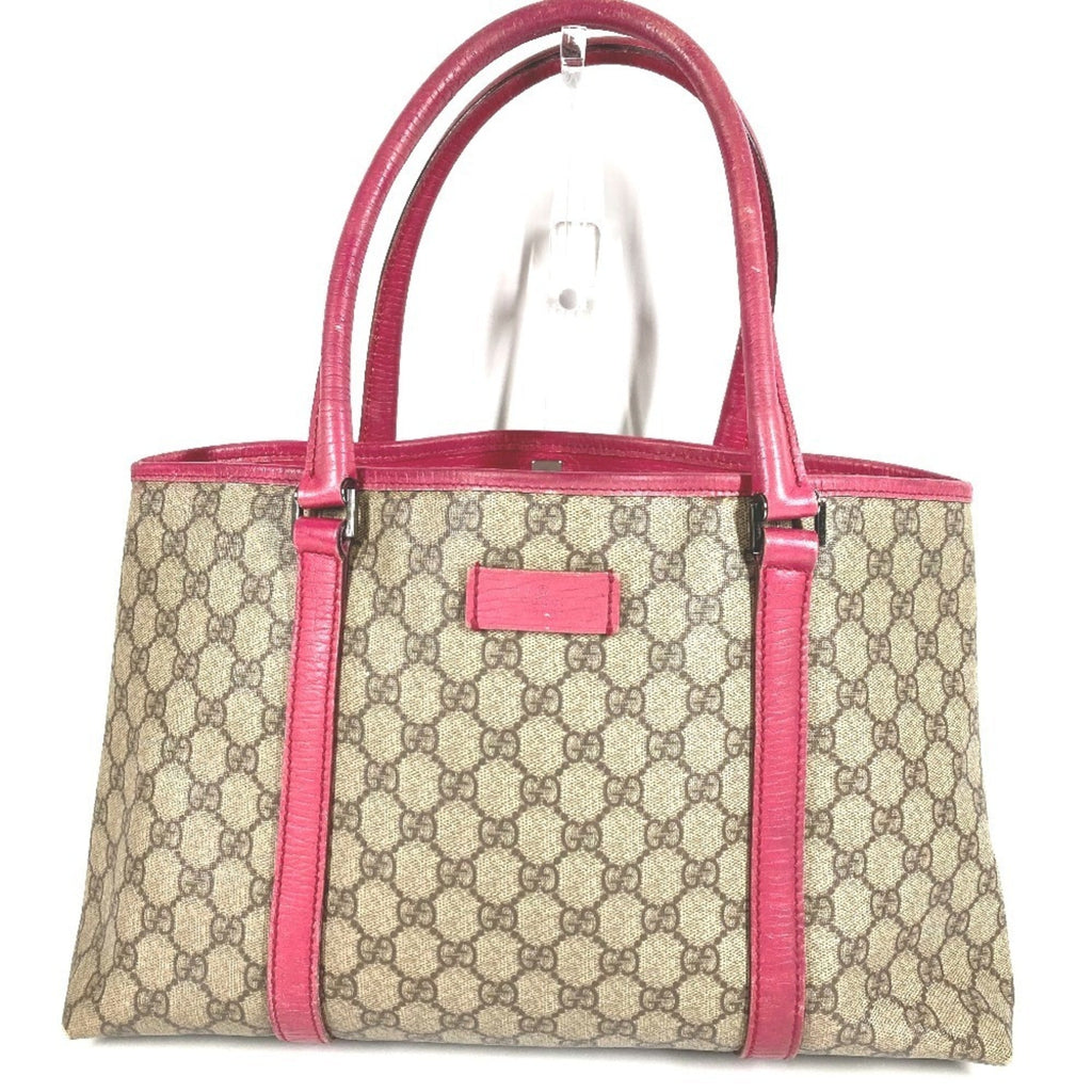Gucci Beige Pink Gg Supreme Canvas Leather Shoulder Bag Tote Bag (Pre-Owned)