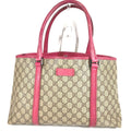 Gucci Beige Pink Gg Supreme Canvas Leather Shoulder Bag Tote Bag (Pre-Owned)