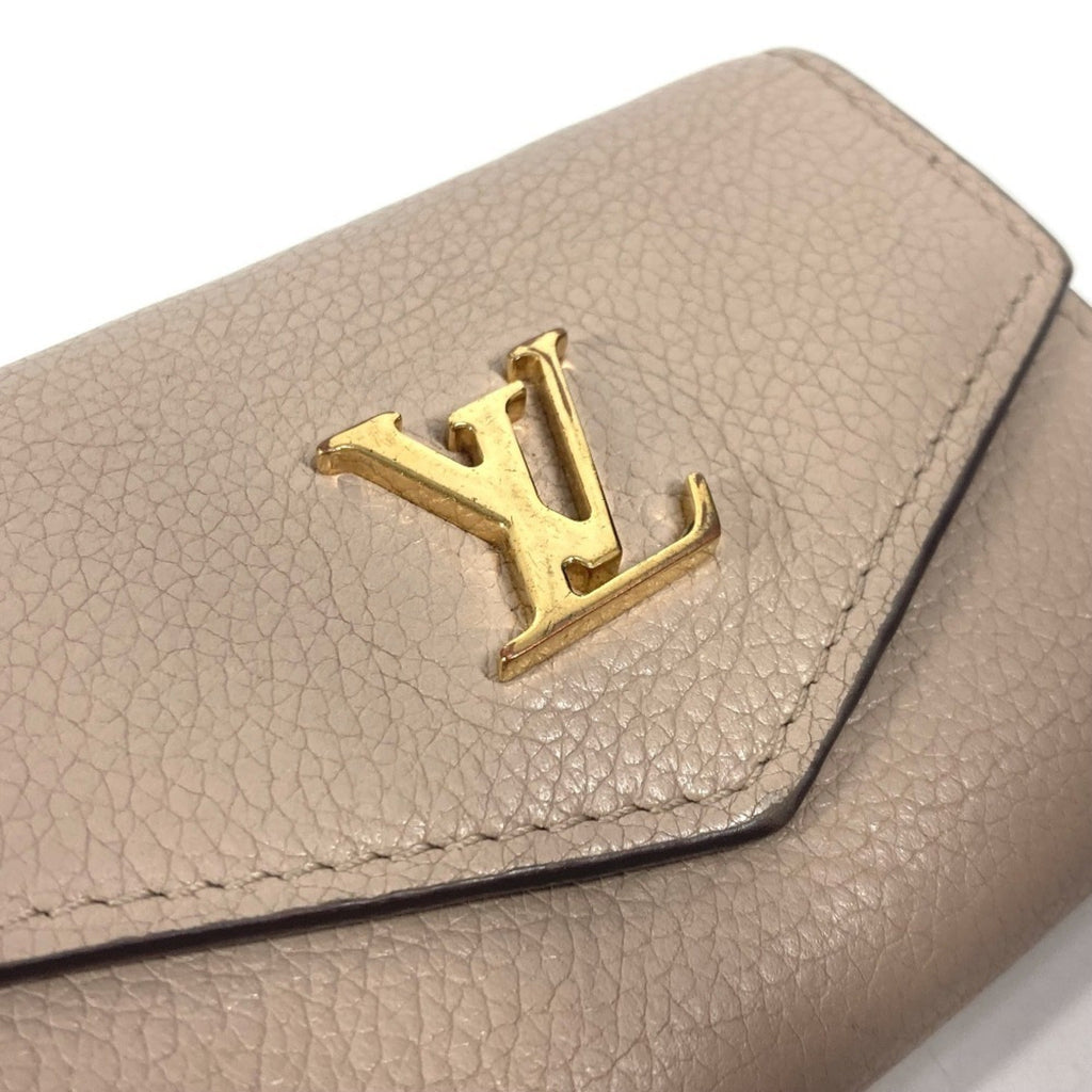 Louis Vuitton Beige Grayish Leather Wallet (Tri-Fold)