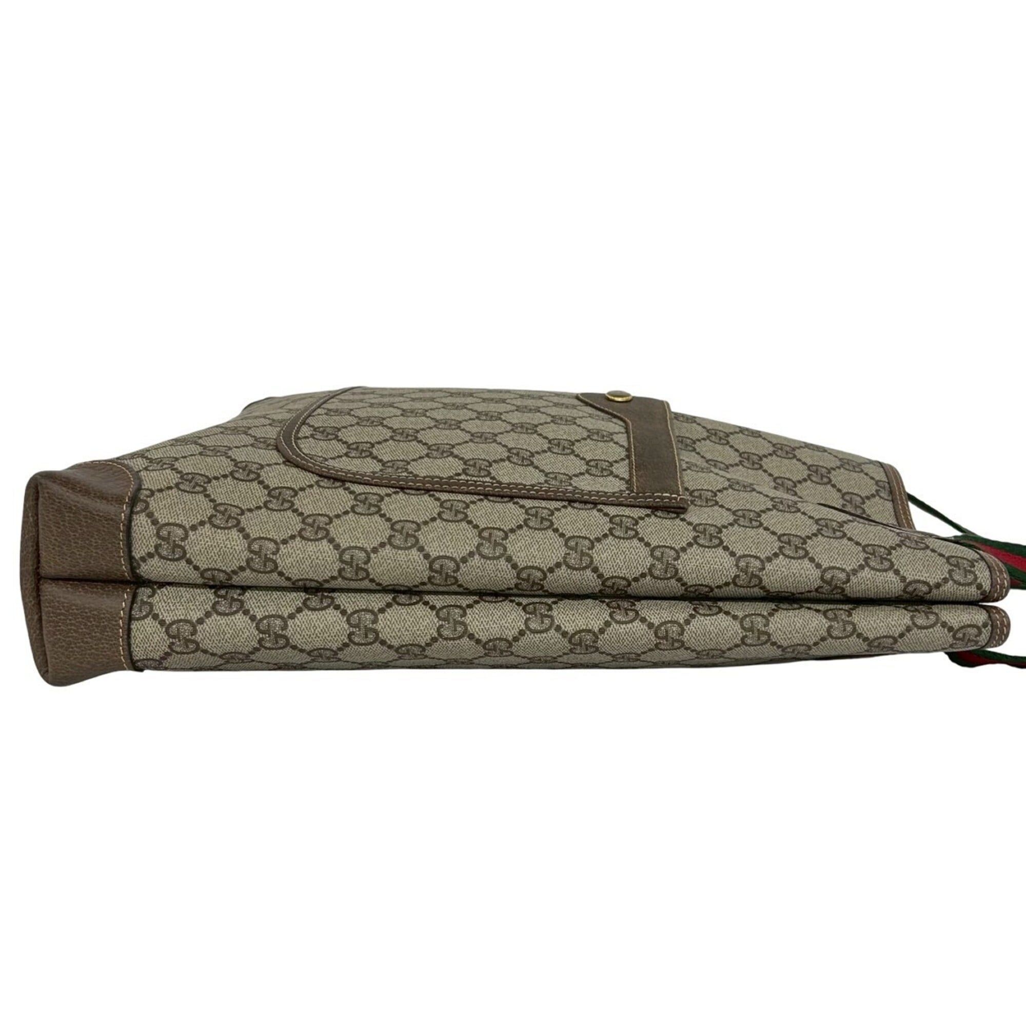 Gucci Brown Green Red Color Pvc Leather Handbag Tote Bag (Pre-Owned)