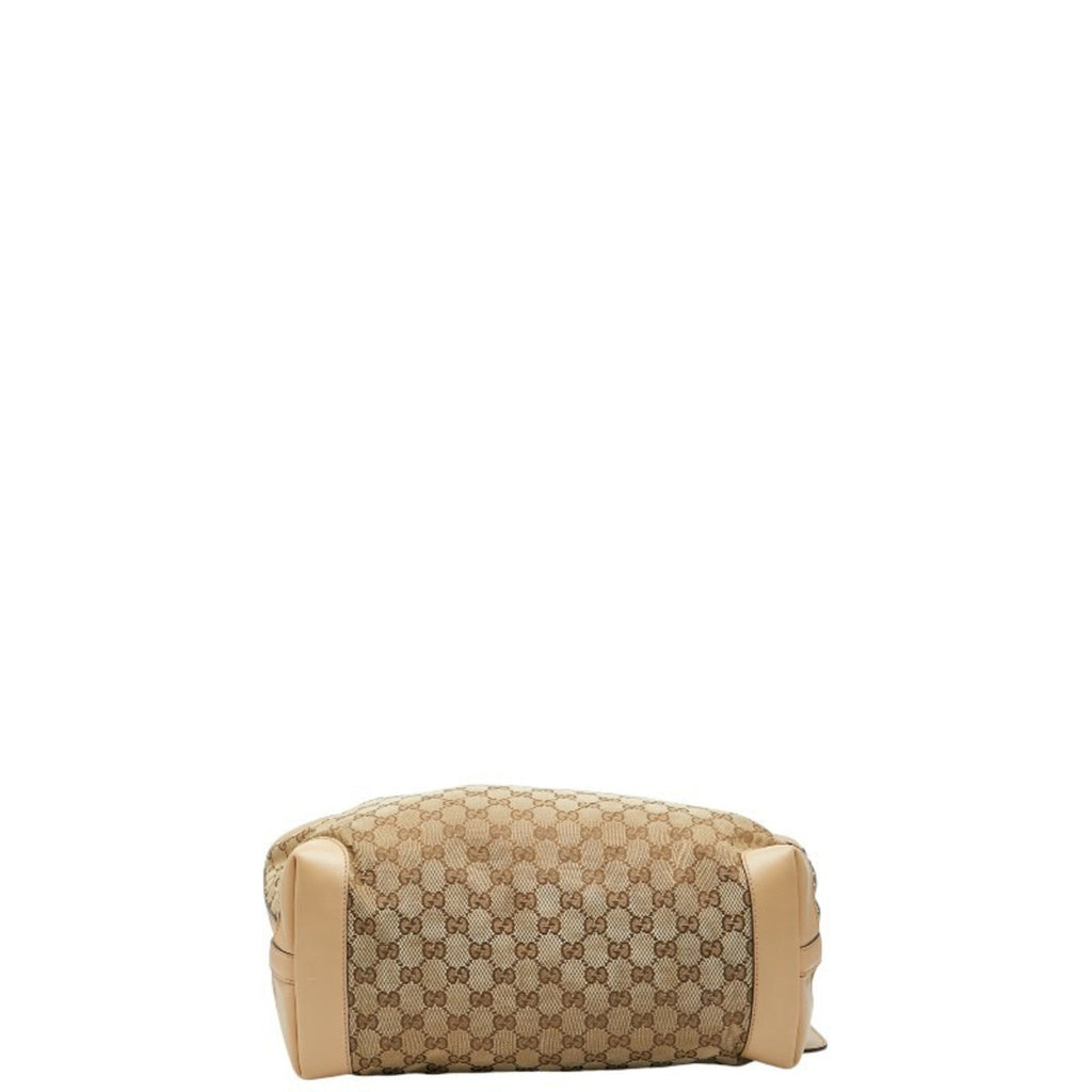 Gucci Gg Canvas Beige Brown Gg Canvas Leather Tote Bag (Pre-Owned)