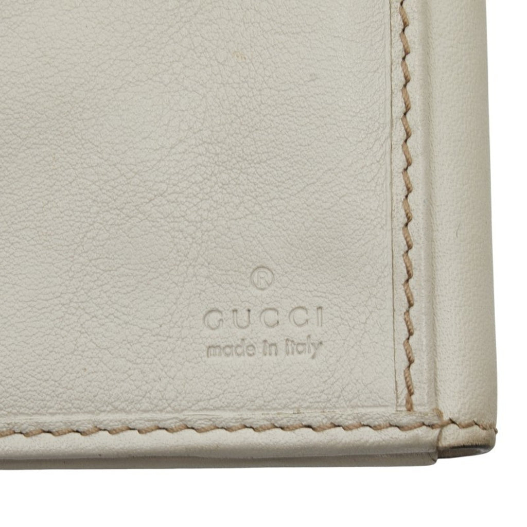 Gucci Beige White Canvas Leather Coin Purse/Coin Case (Pre-Owned)