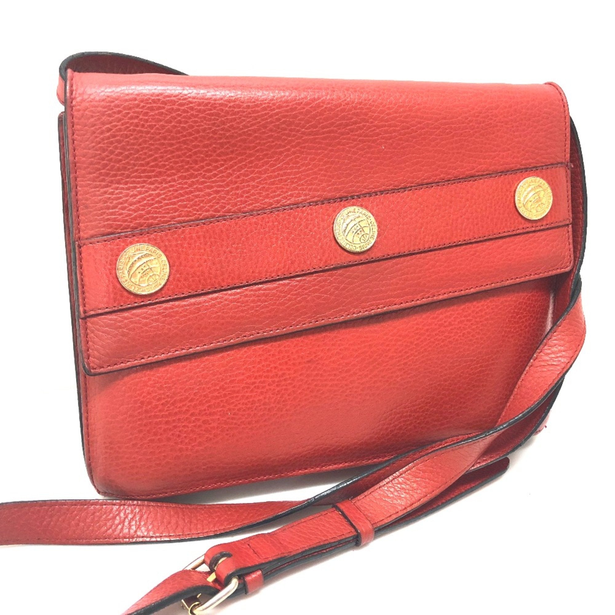 Celine Red Leather Shoulder Bag