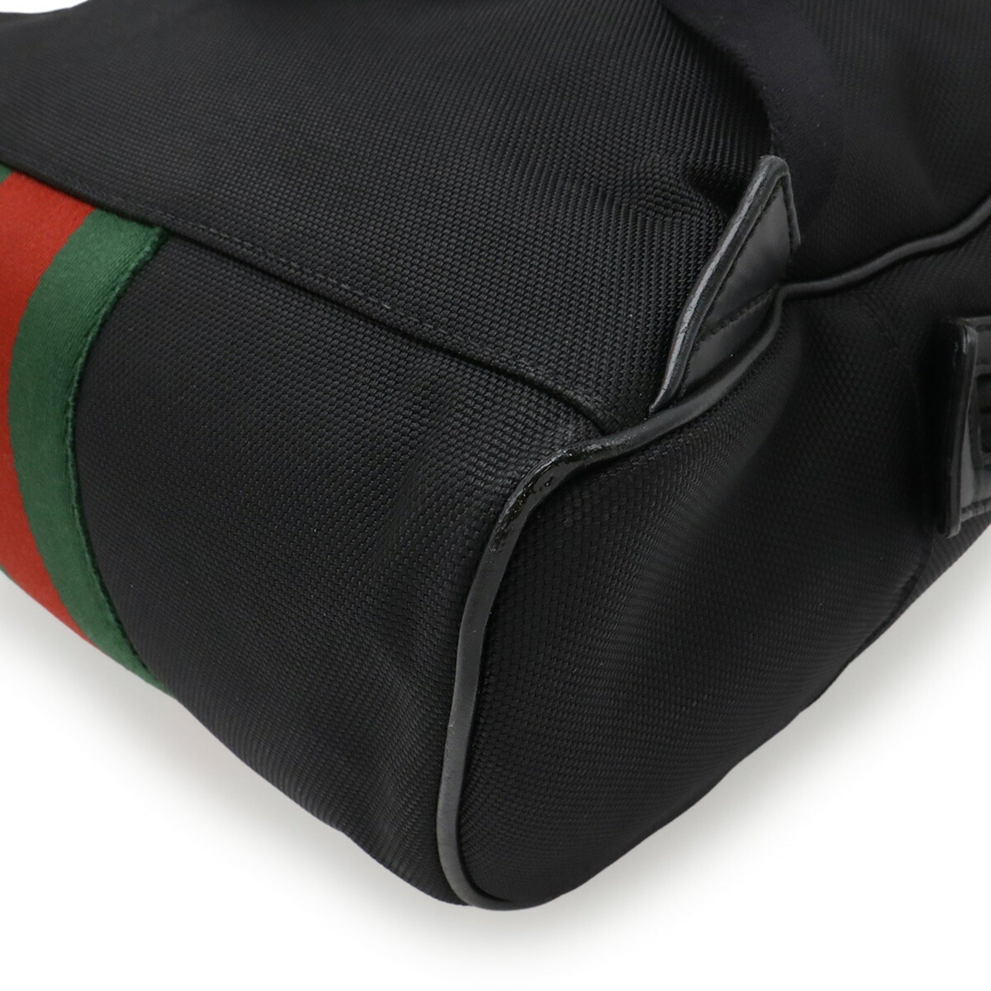 Gucci Black Green Red Color Canvas Leather Backpack (Pre-Owned)