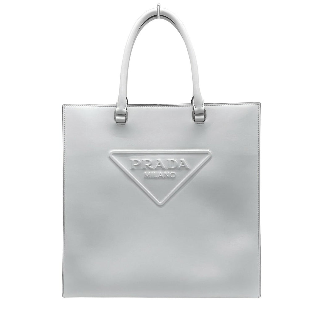 Prada Gray Leather Handbag Tote Bag