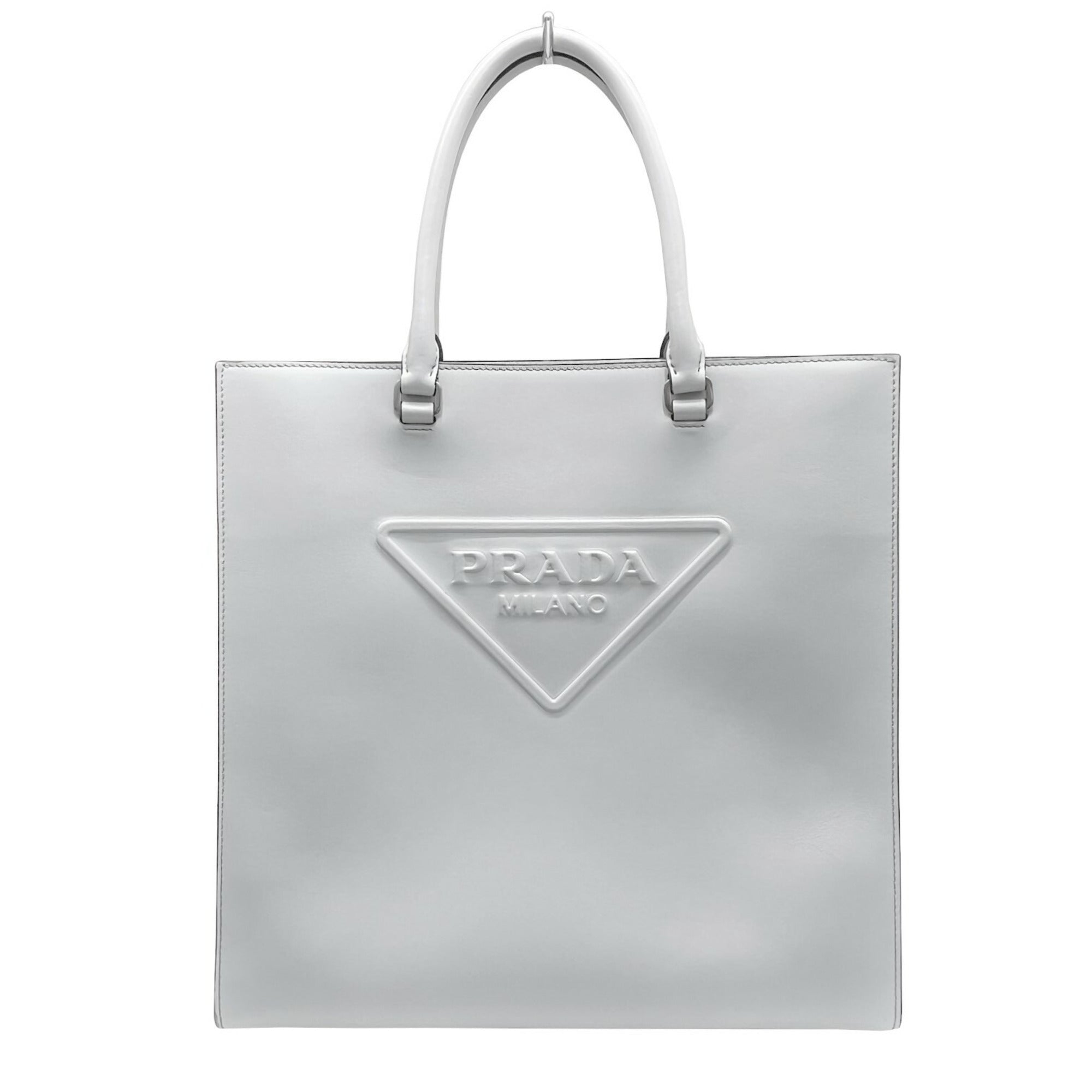 Prada Gray Leather Handbag Tote Bag
