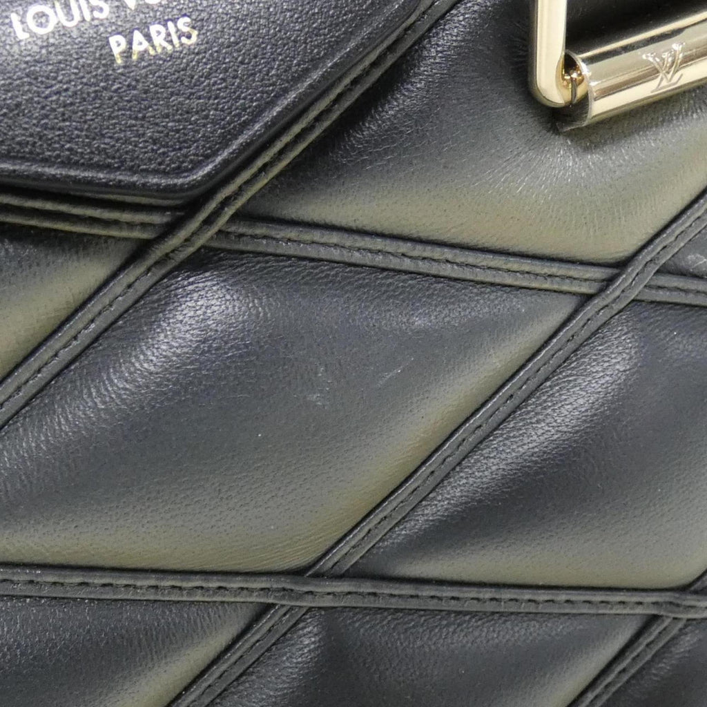 Louis Vuitton Beige Black Leather Handbag