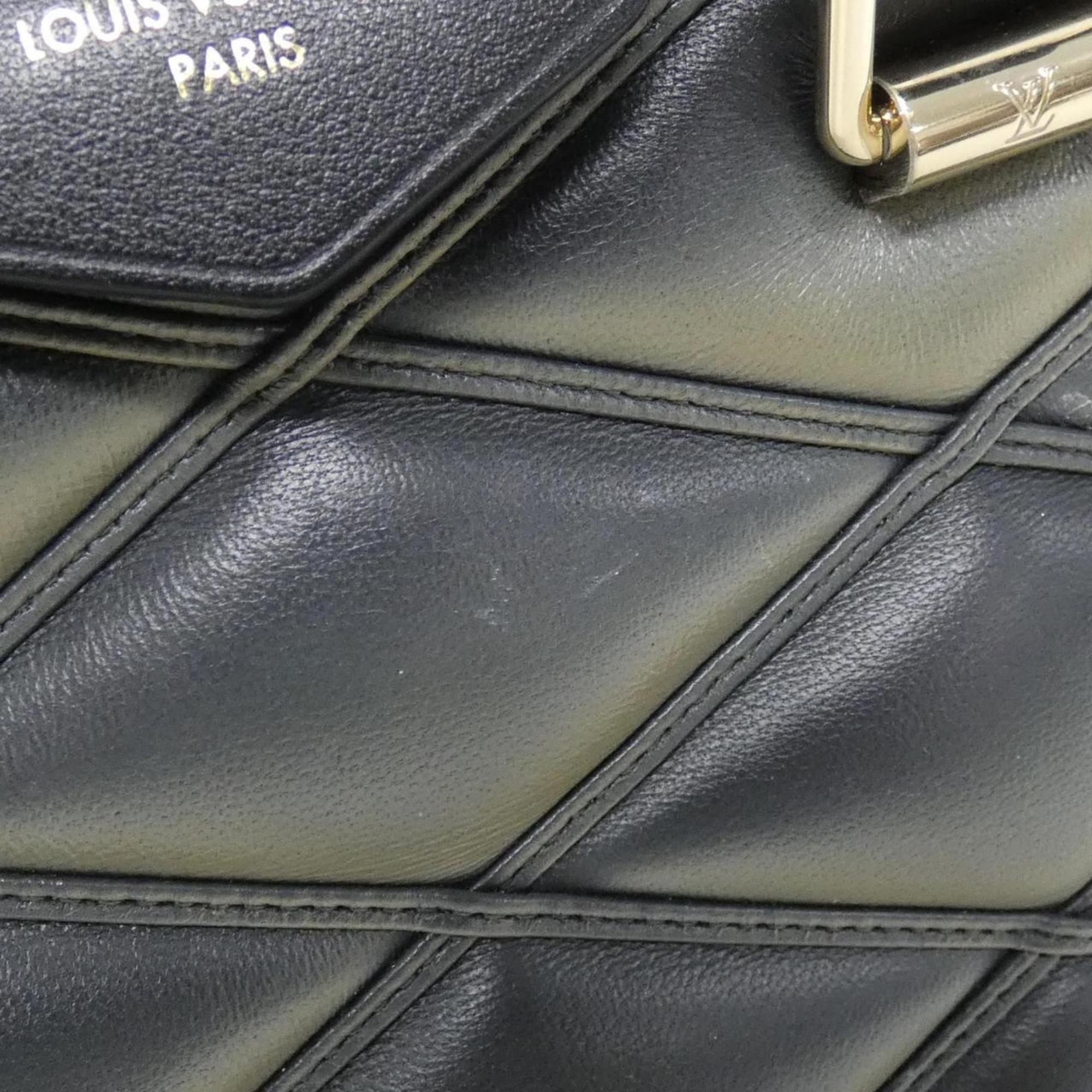 Louis Vuitton Beige Black Leather Handbag