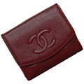 Chanel Red Color Grained Calfskin Leather Wallet (Bi-Fold)