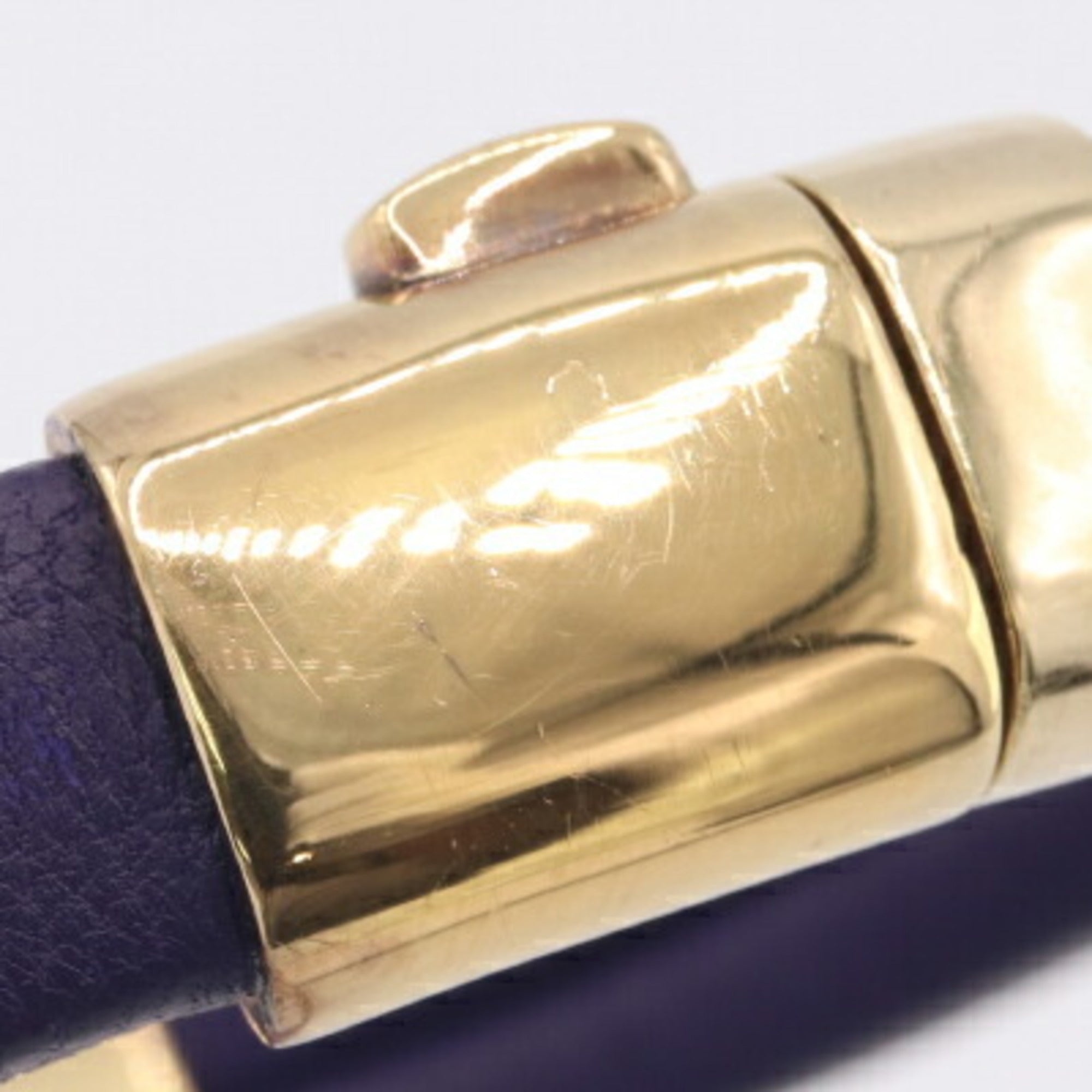 Bottega Veneta Gold Purple Leather Sterling Silver 925 Charm Bracelet