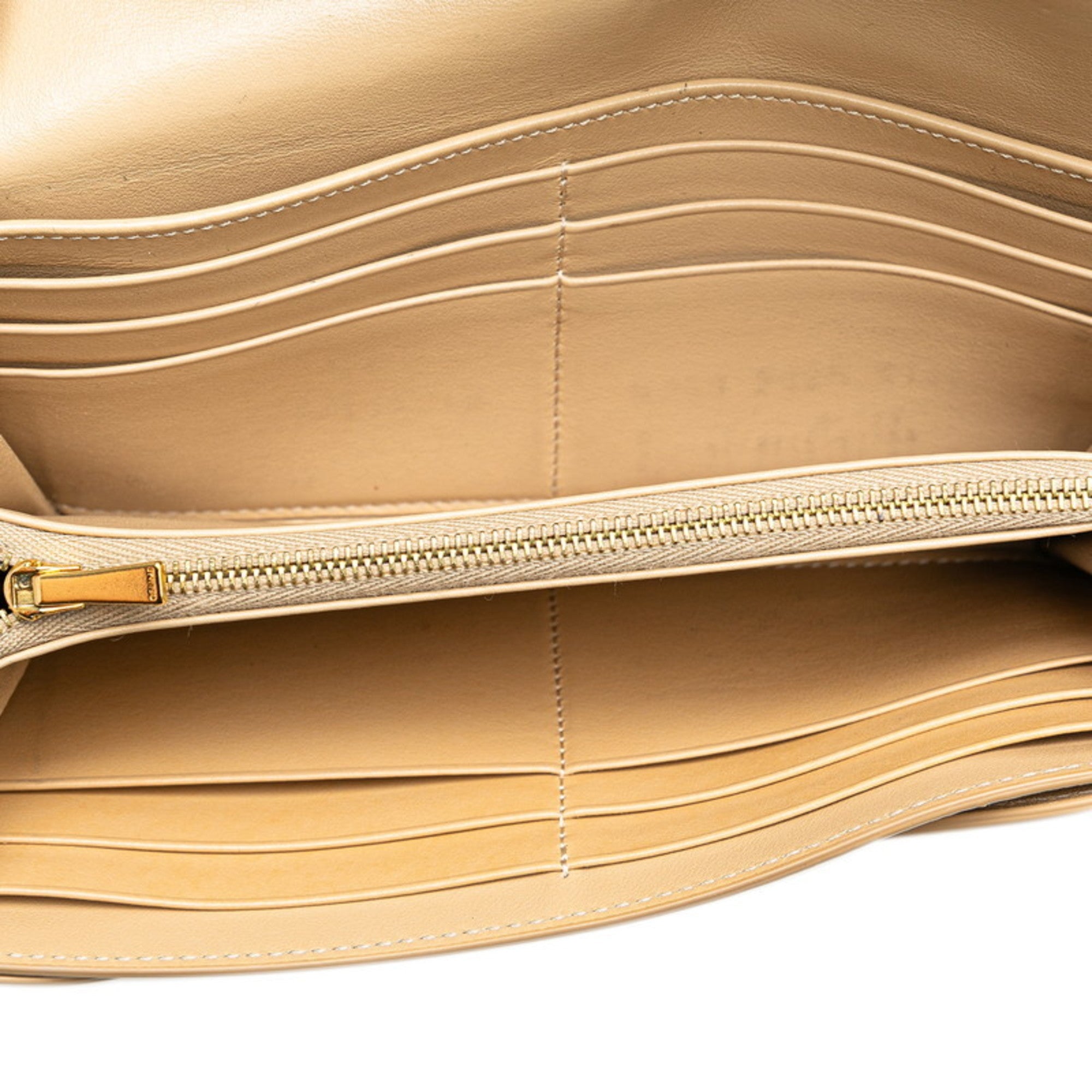 Celine Beige Leather Long Wallet (Bi-Fold)