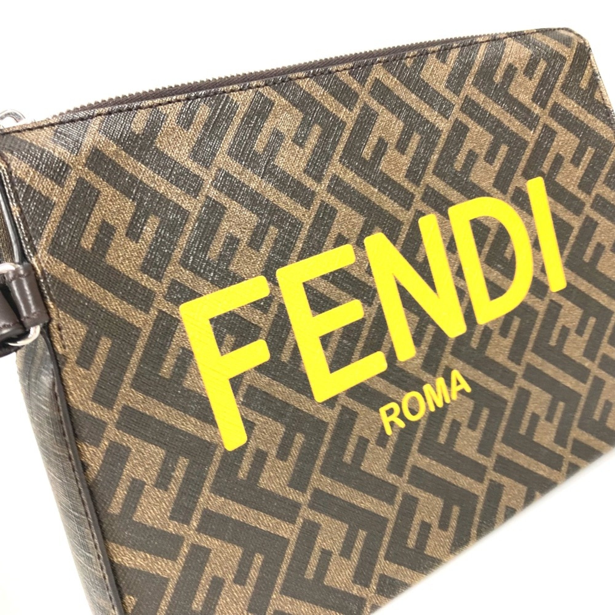 Fendi Brown Leather Clutch Bag