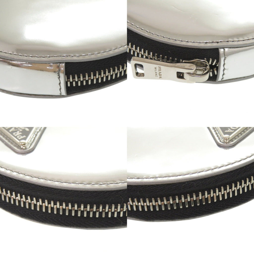 Prada Silver Leather Pouch Shoulder Bag