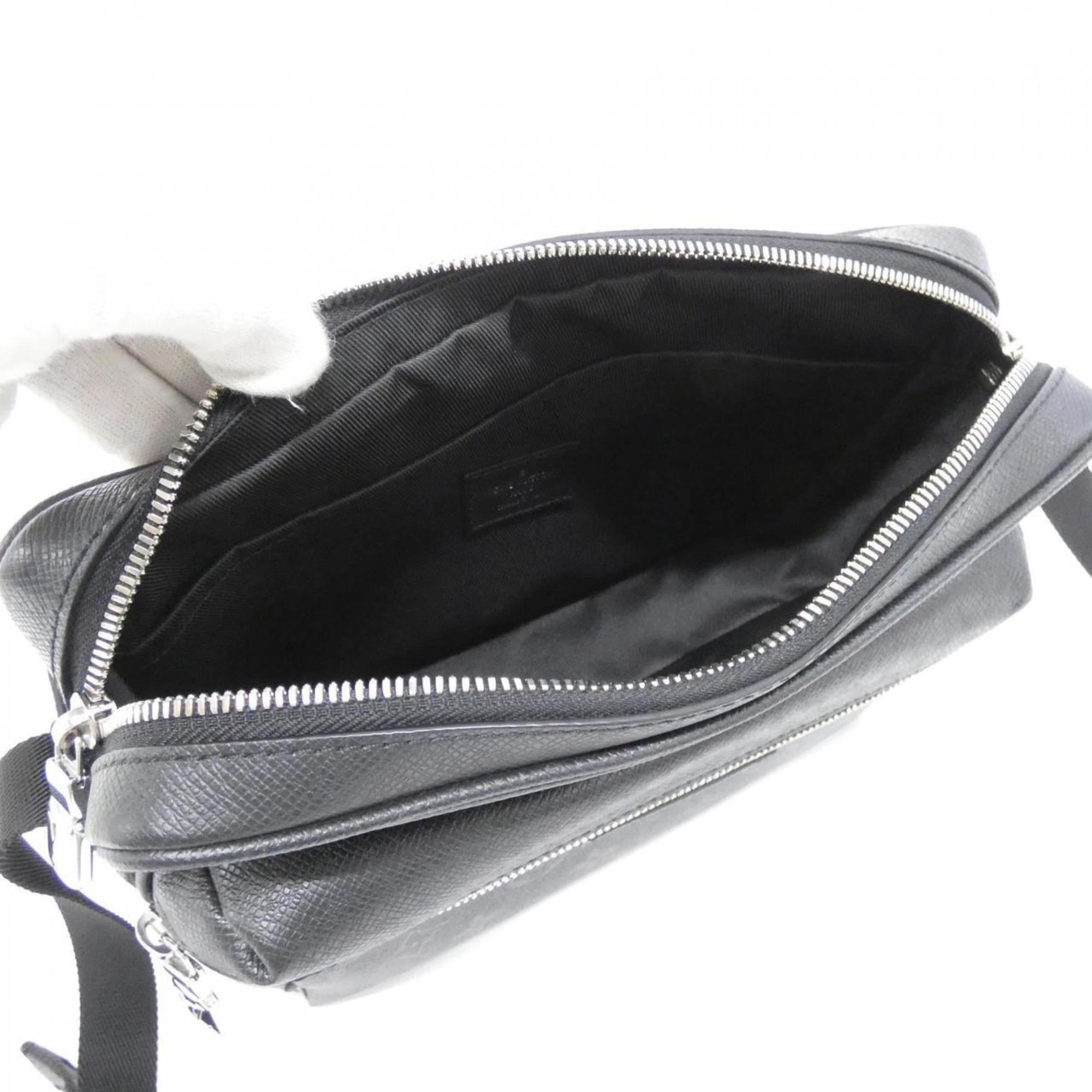 Louis Vuitton Taigarama Black Coated Canvas Leather Shoulder Bag