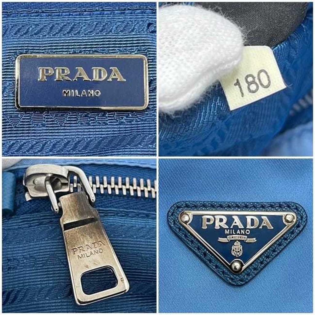 Prada Blue Light Blue Nylon Saffiano Triangle Tote Bag