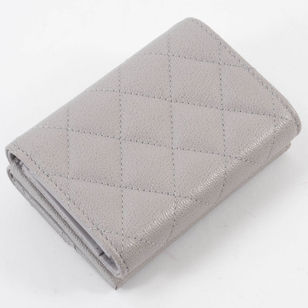 Chanel Grayish Leather Wallet (Tri-Fold)