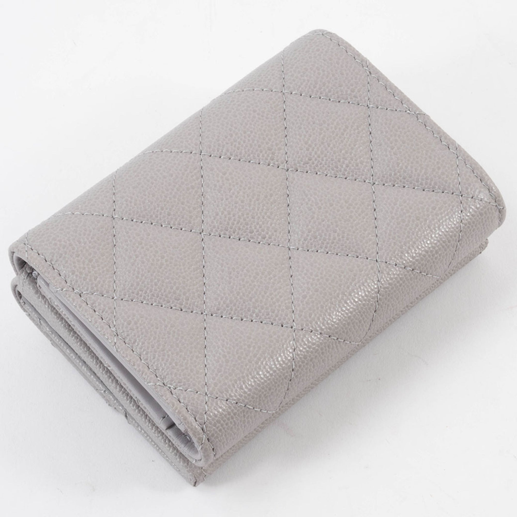 Chanel Grayish Leather Wallet (Tri-Fold)