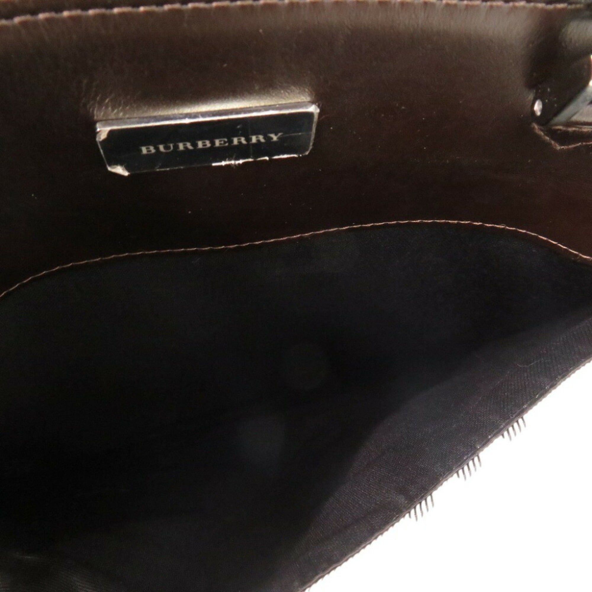 Burberry Beige Dark Brown Canvas Handbag