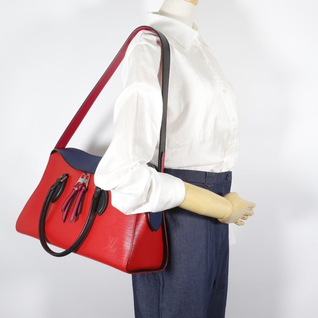 Louis Vuitton Navy Red Color Epi Leather Handbag Tote Bag