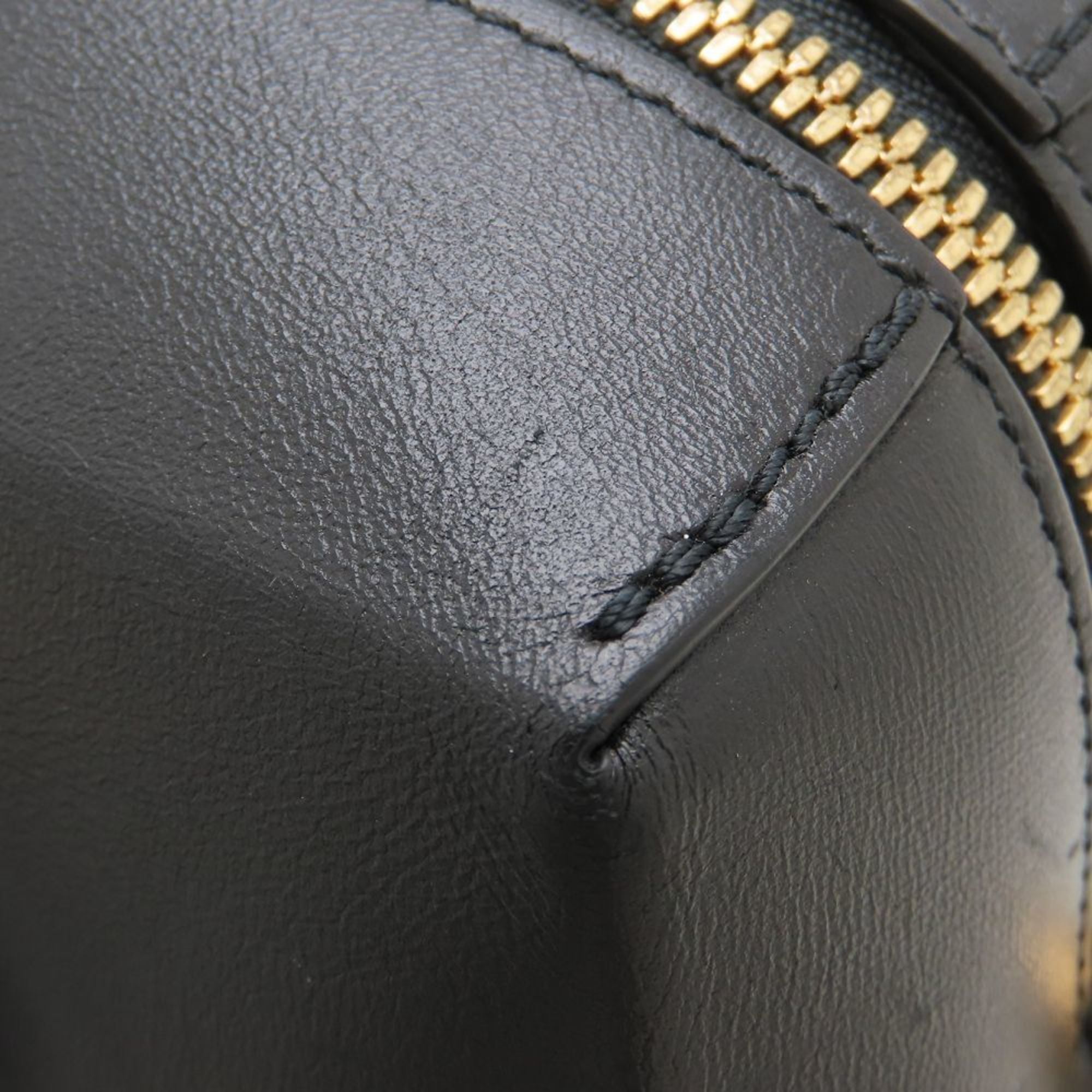 Louis Vuitton Black Brown Canvas Leather Handbag