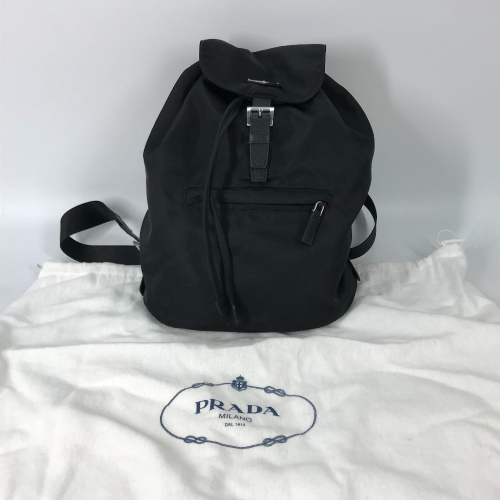 Prada Black Nylon Leather Backpack