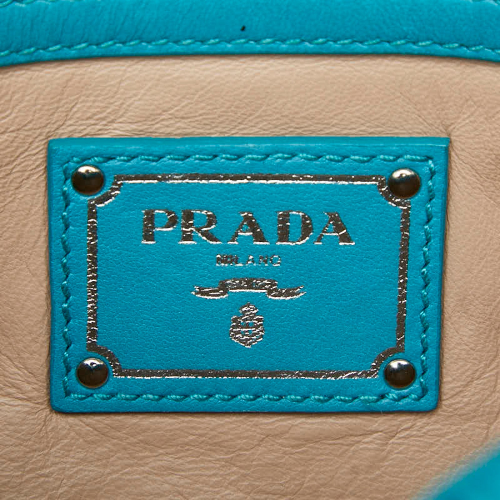 Prada Blue Leather Shoulder Bag