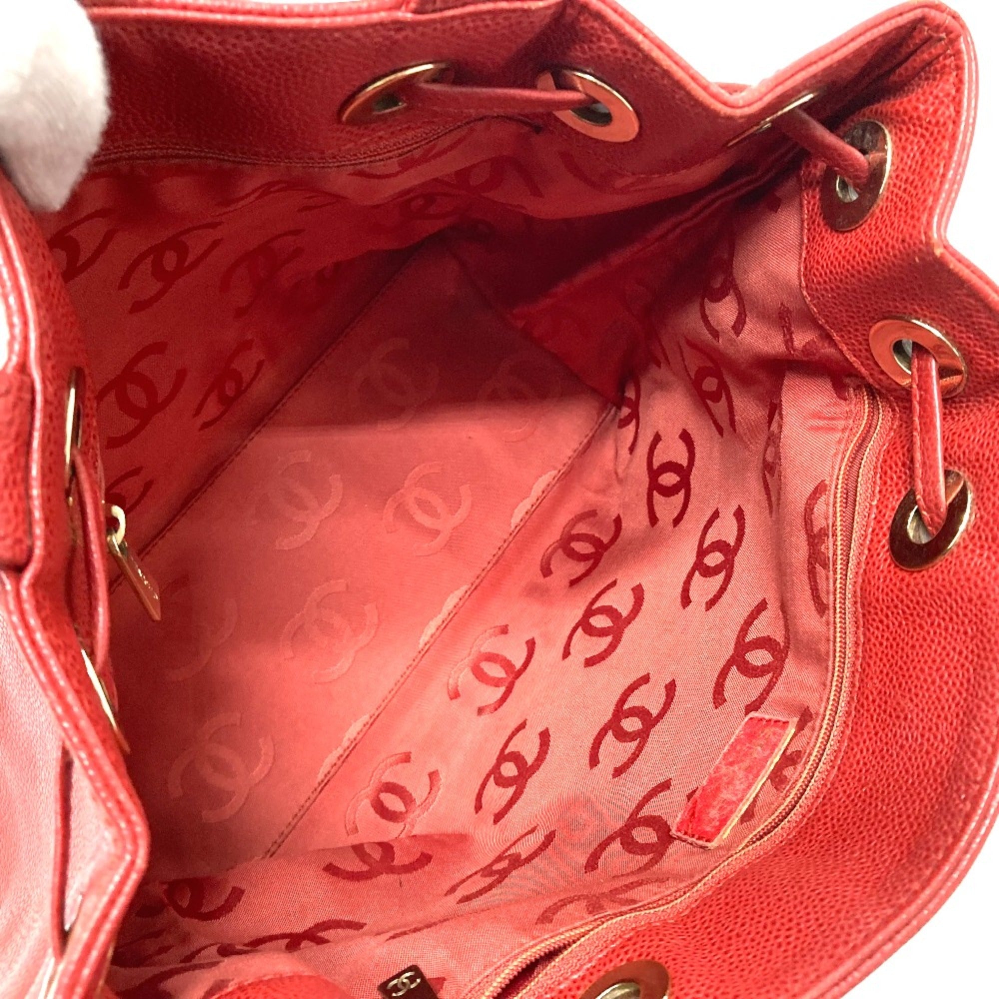 Chanel Red Leather Tote Bag