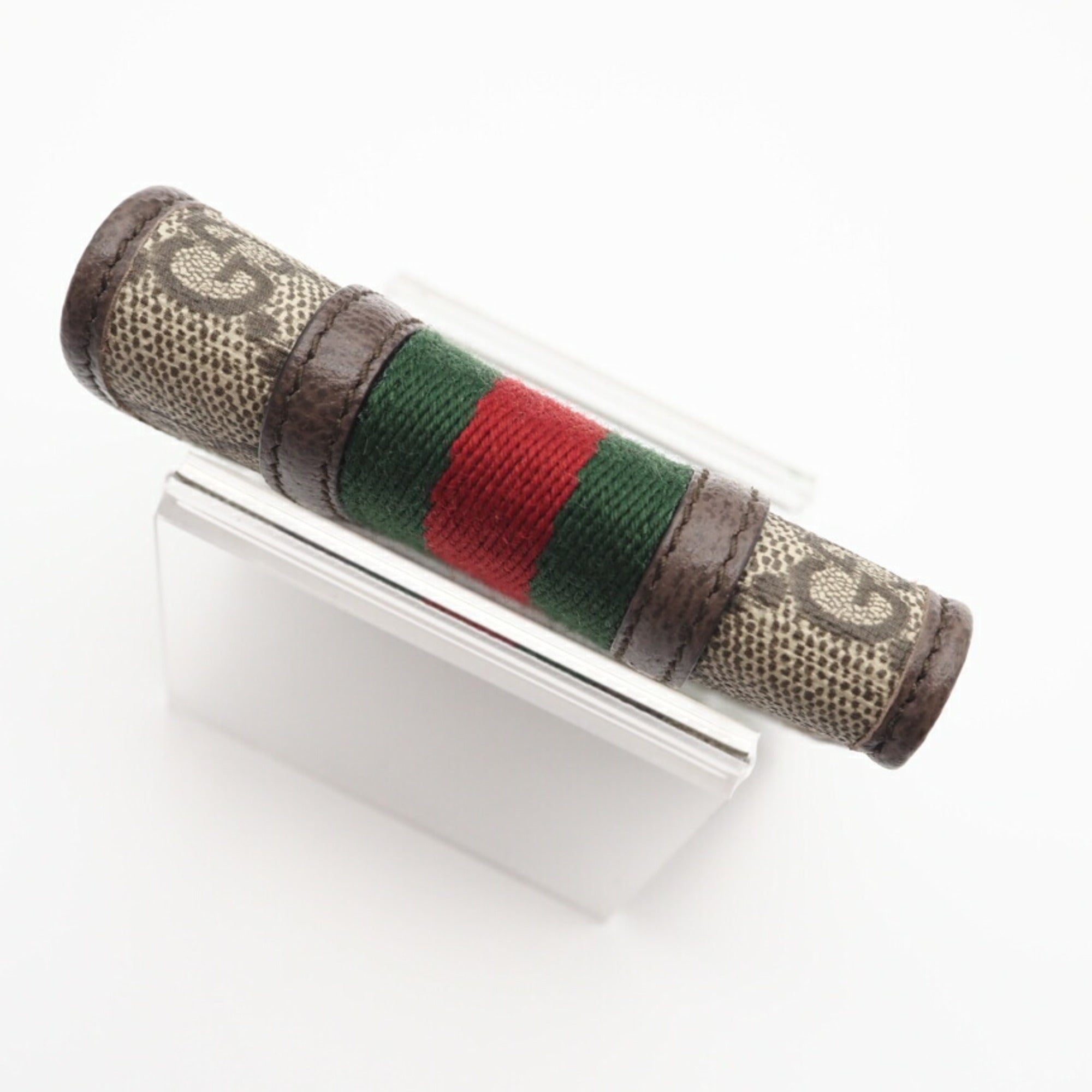Gucci Beige Brown Green Red Color Coated Canvas Wallet (Bi-Fold) (Pre-Owned)