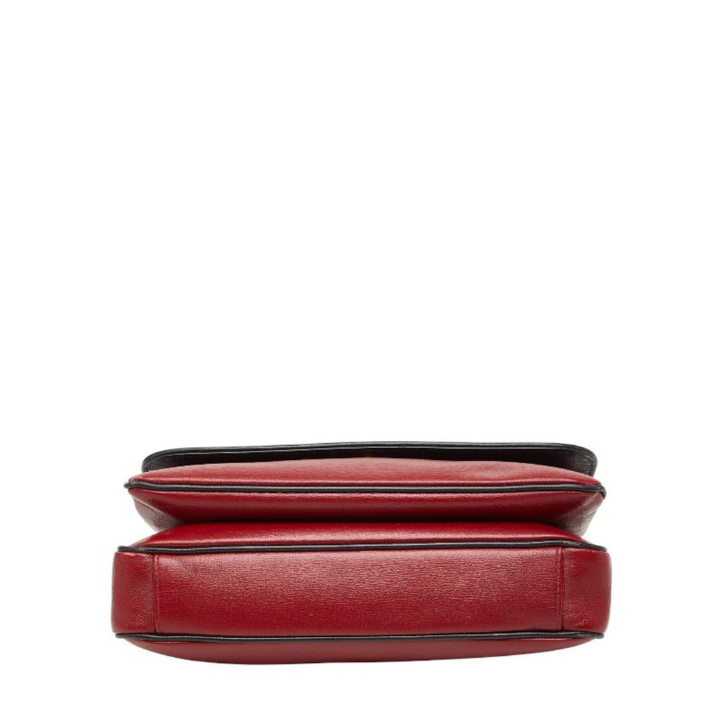 Gucci Black Red Color Leather Shoulder Bag (Pre-Owned)
