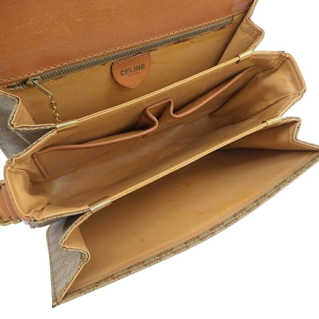 Celine Macadam Beige Coated Canvas Shoulder Bag
