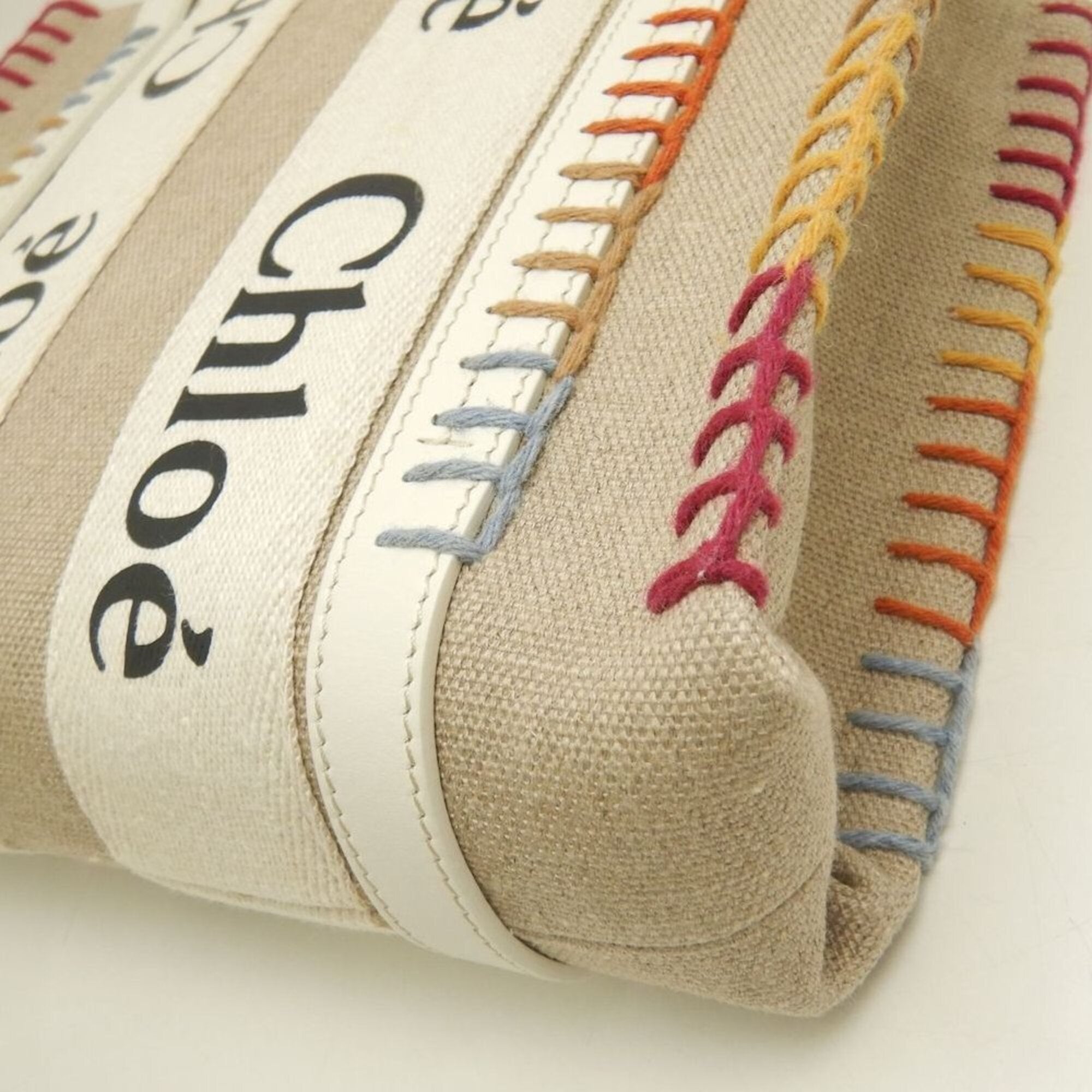 Chloé White Linen Leather Tote Bag (Pre-Owned)