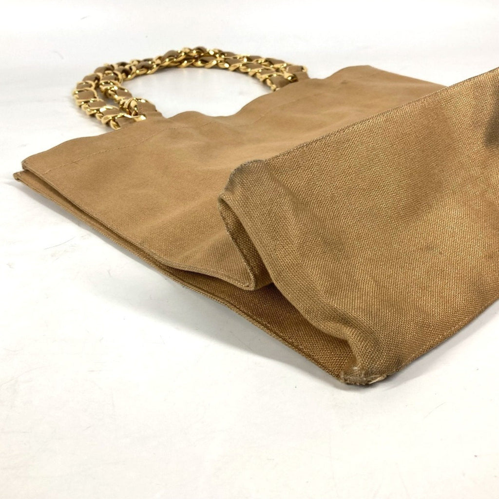 Chanel Beige Black Canvas Shoulder Bag Tote Bag