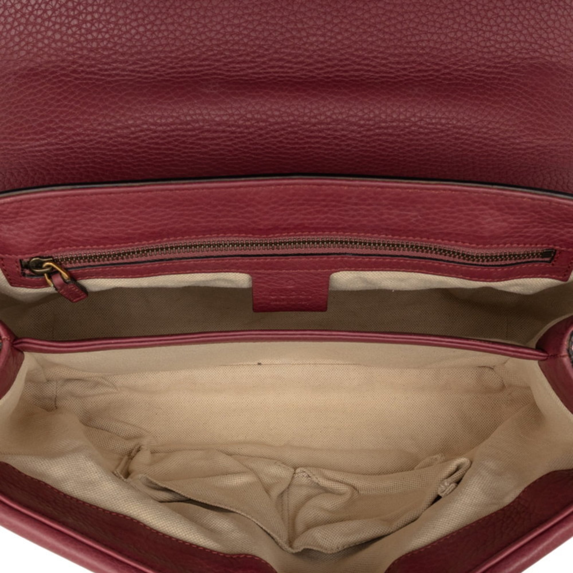 Gucci Pink Red Red Color Leather Shoulder Bag (Pre-Owned)