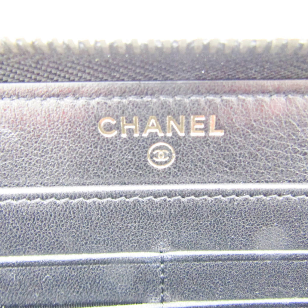 Chanel Black Leather Long Wallet (Bi-Fold)