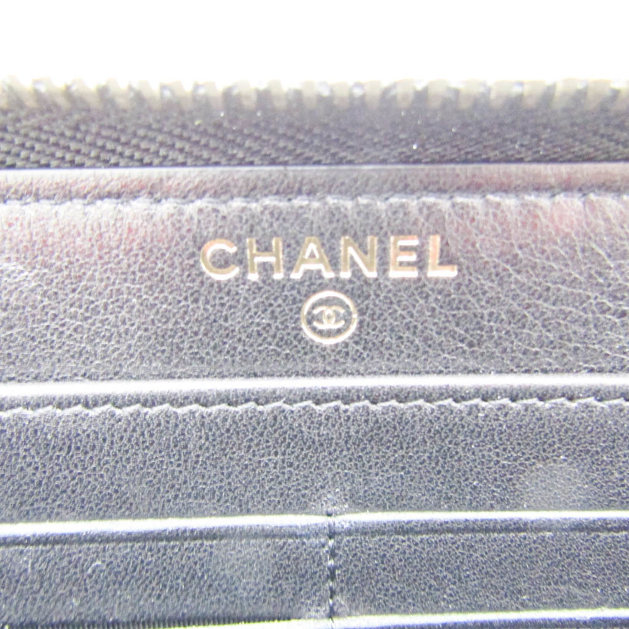 Chanel Black Leather Long Wallet (Bi-Fold)
