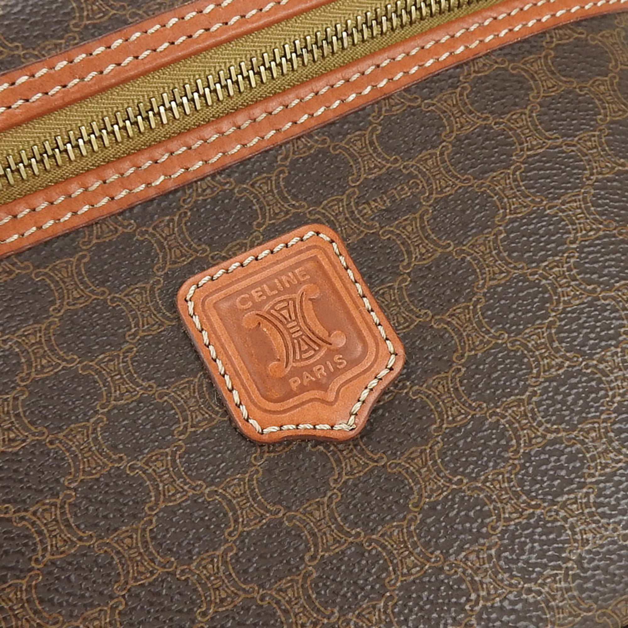 Celine Macadam Brown Pvc Leather Handbag Vanity Bag
